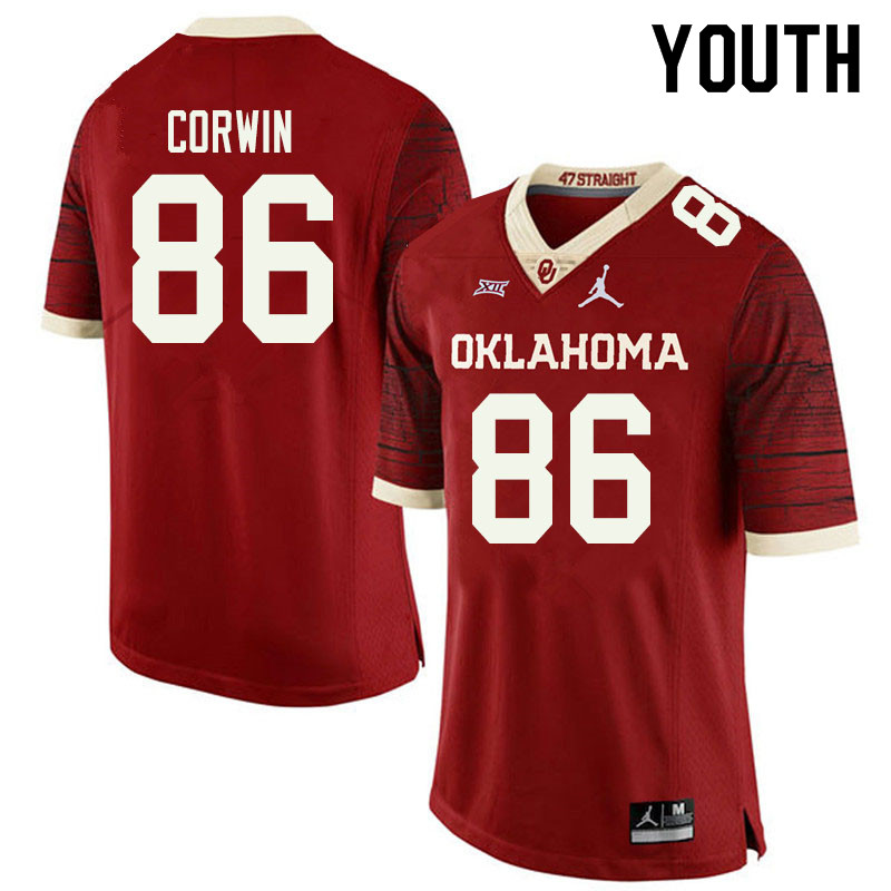 Jordan Brand Youth #86 Finn Corwin Oklahoma Sooners College Football Jerseys Sale-Retro - Click Image to Close